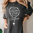 This Teacher Prays For Her Students Catholic Rosary Women's Comfort Colors T-Shirt Pepper This Teacher Prays For Her Students Catholic Rosary Women's Comfort Colors T-Shirt Pepper