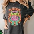 Teacher Teachers Love Brains Halloween Men Women Women's Comfort Colors T-Shirt Pepper