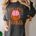 Teachers Love Brains Halloween T-Shirt For Men Women Women's Comfort Colors T-Shirt Pepper