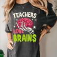 Teachers Love Brains Skeleton Halloween Teacher Funny Women's Comfort Colors T-Shirt Pepper