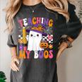 Teaching My Boos Ghost Teacher Cute Pencil Halloween Teacher Women's Comfort Colors T-Shirt Pepper