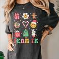 Team TK Teacher Christmas Groovy Smile Face Girl Boy Kid TK Women's Comfort Colors T-Shirt Pepper
