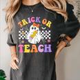 Trick Or Teach Groovy Halloween Teachers Women's Comfort Colors T-Shirt Pepper
