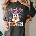 Trick Or Teach Teacher Groovy Ghost Halloween Teacher Women's Comfort Colors T-Shirt Pepper Trick Or Teach Teacher Groovy Ghost Halloween Teacher Women's Comfort Colors T-Shirt Pepper