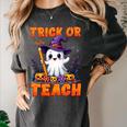 Trick Or Teach Teacher Halloween Ghost Pencil Floral Women's Comfort Colors T-Shirt Pepper Trick Or Teach Teacher Halloween Ghost Pencil Floral Women's Comfort Colors T-Shirt Pepper