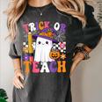 Trick Or Teach Teacher Pencil Ghost Halloween Teacher Women's Comfort Colors T-Shirt Pepper Trick Or Teach Teacher Pencil Ghost Halloween Teacher Women's Comfort Colors T-Shirt Pepper