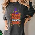 Witchy Halloween Hocus Pocus Everybody Focus Teacher Pumpkin Women's Comfort Colors T-Shirt Pepper