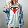 Cute Distressed Super Teacher Superhero Apple Shirt Women's Comfort Colors T-Shirt Bay