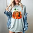 Fall Book Autumn Reading Teacher Halloween Pumpkin Season Women's Comfort Colors T-Shirt Bay