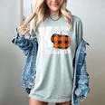 Fall Kindergarten Teacher K Is For Buffalo Plaid Pumpkin Women's Comfort Colors T-Shirt Bay