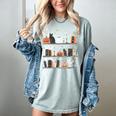Halloween Library Ghost Books Teacher Spooky Trick Or Teach Women's Comfort Colors T-Shirt Bay