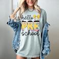 Hello Pre-K Preschool Back To School First Day Teacher Kids Women's Comfort Colors T-Shirt Bay