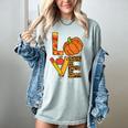 Leopard Pumpkin Love Teacher Life Thanksgiving Fall Women Women's Comfort Colors T-Shirt Bay