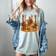 Librarian Turkey Reading Book Fall Thanksgiving Teacher Women's Comfort Colors T-Shirt Bay