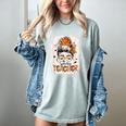 Messy Bun Spooky Teacher Bleached Halloween Teachers Women's Comfort Colors T-Shirt Bay Messy Bun Spooky Teacher Bleached Halloween Teachers Women's Comfort Colors T-Shirt Bay