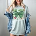 One Lucky Teacher Coquette Bow St Patricks Day Teacher Women's Comfort Colors T-Shirt Bay