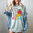 P Is For Pre-K Teacher Pencil Apple Back To School Women's Comfort Colors T-Shirt Bay