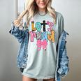 Lets Read Reading Teacher Back To School Literacy Pencil Bow Women's Comfort Colors T-Shirt Bay