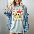 Santas Favorite Teacher Retro Groovy Smile Face Christmas Women's Comfort Colors T-Shirt Bay Santas Favorite Teacher Retro Groovy Smile Face Christmas Women's Comfort Colors T-Shirt Bay