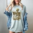 Skeleton Book Floral Skull Halloween Teacher Costume Women's Comfort Colors T-Shirt Bay Skeleton Book Floral Skull Halloween Teacher Costume Women's Comfort Colors T-Shirt Bay