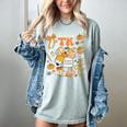 Team TK Crew Preppy Coquette Bow Pumpkin Fall TK Teacher Women's Comfort Colors T-Shirt Bay