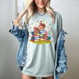 Turkey Reading Books Fall Season Thanksgiving Teacher Book Women's Comfort Colors T-Shirt Bay