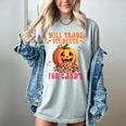 Will Trade Students For Candy Teacher Cute Halloween Pumpkin Women's Comfort Colors T-Shirt Bay Will Trade Students For Candy Teacher Cute Halloween Pumpkin Women's Comfort Colors T-Shirt Bay