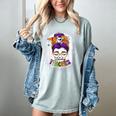 Witchy Teacher Halloween Messy Bun Teacher Bleached Women's Comfort Colors T-Shirt Bay