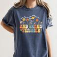 2nd Second Grade Teacher Appreciation Teaching Wildflowers Women's Comfort Colors T-Shirt Denim
