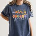 2nd Second Grade Teacher Wildflower Back To School Floral Women's Comfort Colors T-Shirt Denim