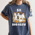 5K Boo Crew Halloween Teacher K5 Floral Ghost Trick Or Teach Women's Comfort Colors T-Shirt Denim
