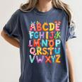 Alphabet A-Z ABC Kids Back To School Pre K Teachers Women's Comfort Colors T-Shirt Denim
