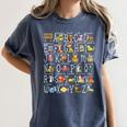 Alphabet Animals Back To School Pre-K Kindergarten Teacher Women's Comfort Colors T-Shirt Denim Alphabet Animals Back To School Pre-K Kindergarten Teacher Women's Comfort Colors T-Shirt Denim