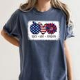 American Flag Teach Love Freedom Preschool Teacher 4th July Women's Comfort Colors T-Shirt Denim