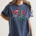 ASL Christmas Buffalo Plaid Teacher American Sign Language Women's Comfort Colors T-Shirt Denim ASL Christmas Buffalo Plaid Teacher American Sign Language Women's Comfort Colors T-Shirt Denim