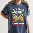 Autism Awareness Teacher Shirts It Takes A Special Teacher Women's Comfort Colors T-Shirt Denim
