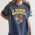 Autism Teacher Shirt I Teach Kindness Apple Puzzle Awareness Women's Comfort Colors T-Shirt Denim