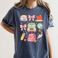 Back To School Coquette Teacher Women Girl Kindergarten PreK Women's Comfort Colors T-Shirt Denim Back To School Coquette Teacher Women Girl Kindergarten PreK Women's Comfort Colors T-Shirt Denim
