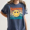 Back To School Groovy Smile Preschool Teachers Students Kids Women's Comfort Colors T-Shirt Denim