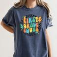 Back To School Groovy Teacher 1st First Grade Crew Squad Women's Comfort Colors T-Shirt Denim Back To School Groovy Teacher 1st First Grade Crew Squad Women's Comfort Colors T-Shirt Denim