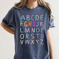 Back To School Kindergarten Alphabet ABC Teacher Women Kids Women's Comfort Colors T-Shirt Denim Back To School Kindergarten Alphabet ABC Teacher Women Kids Women's Comfort Colors T-Shirt Denim
