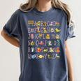 Back To School Kindergarten Teacher ABCs Animals Alphabet Women's Comfort Colors T-Shirt Denim