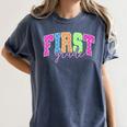 Back To School Neon Checkered First Grade Colorful Teacher Women's Comfort Colors T-Shirt Denim Back To School Neon Checkered First Grade Colorful Teacher Women's Comfort Colors T-Shirt Denim
