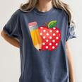 Back To School Pencil And Apple Teacher Student Women's Comfort Colors T-Shirt Denim