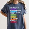 Back To School Teacher We Are Like A Box Of Crayons Women's Comfort Colors T-Shirt Denim