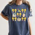 Back To School Yellow Bows Book Coffee Leopard Apple Teacher Women's Comfort Colors T-Shirt Denim Back To School Yellow Bows Book Coffee Leopard Apple Teacher Women's Comfort Colors T-Shirt Denim