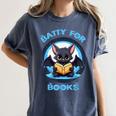 Batty About Books Lover Teacher Librarian Bookish Halloween For Men Women Kids Women's Comfort Colors T-Shirt Denim