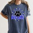 Blue Bobcats School Spirit Coquette Bow Mascot Teacher Women's Comfort Colors T-Shirt Denim