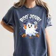 Boo Jour Ghost Halloween French Teacher Cute Coffe Croissant Women's Comfort Colors T-Shirt Denim Boo Jour Ghost Halloween French Teacher Cute Coffe Croissant Women's Comfort Colors T-Shirt Denim