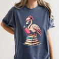 Book Lover Cute Flamingo Reading Teacher Librarian Women Women's Comfort Colors T-Shirt Denim
